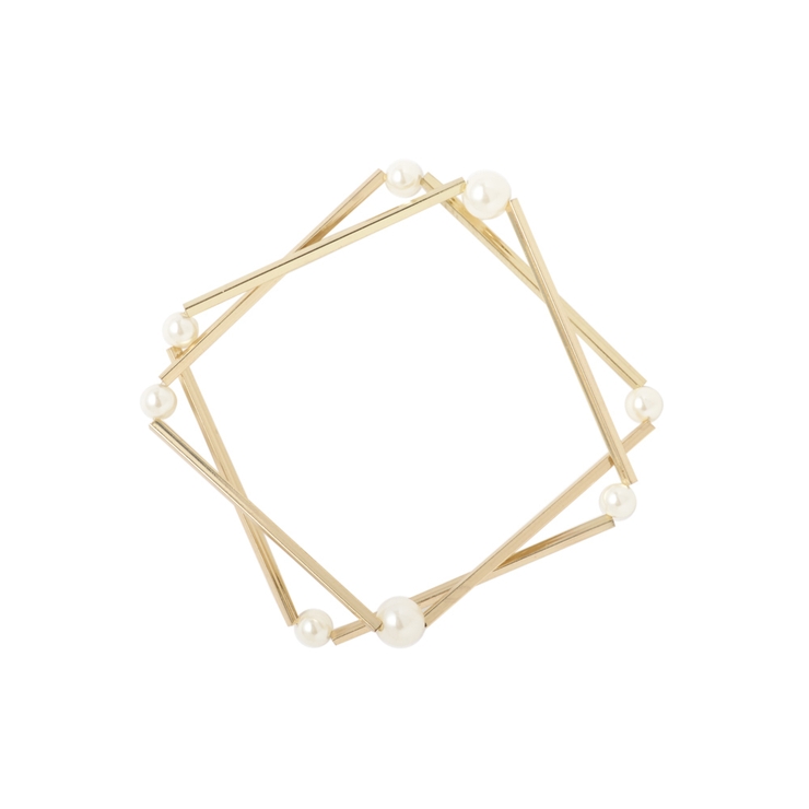 ゴールド | バー＆パールスクエア2連ブレス | monamona