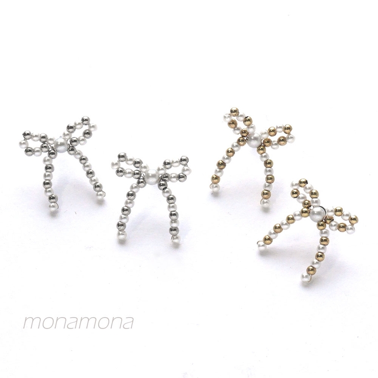 パールリボンピアス | monamona | 詳細画像1 