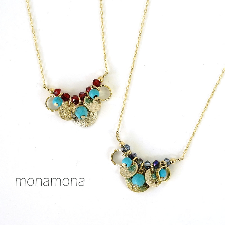 ターコイズ＆カットストーン華奢ネック | monamona | 詳細画像1 