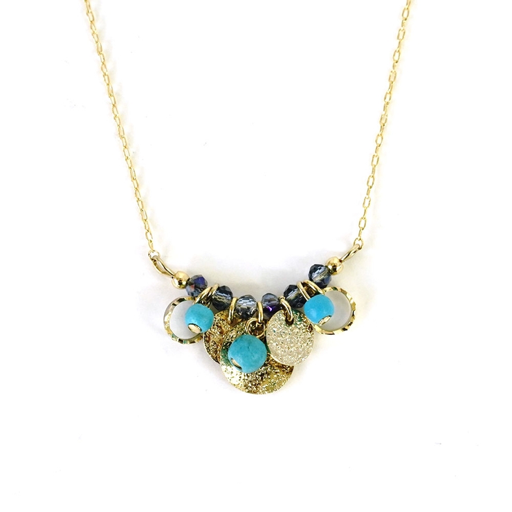 ブルー | ターコイズ＆カットストーン華奢ネック | monamona