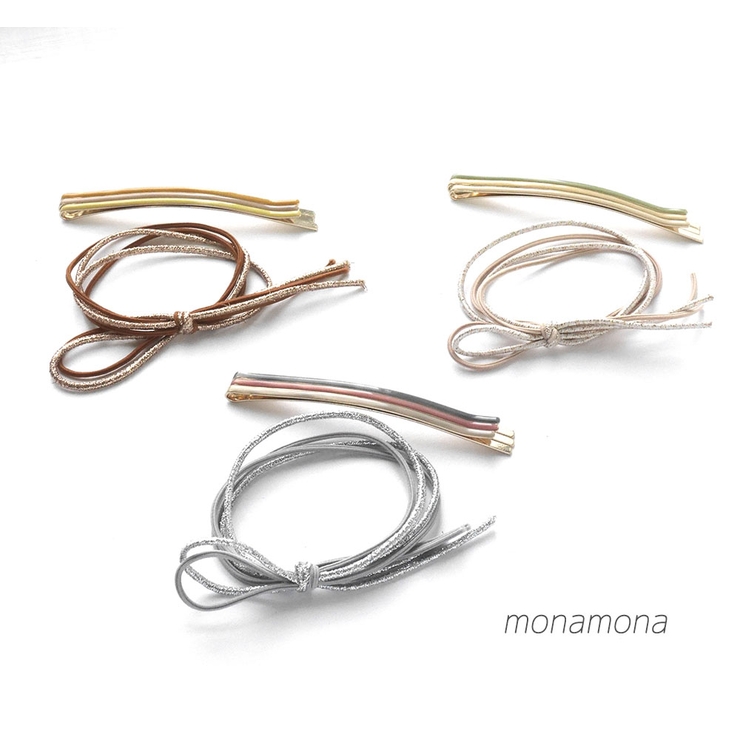 むすびリボンヘアゴムヘアピンセット | monamona | 詳細画像1 