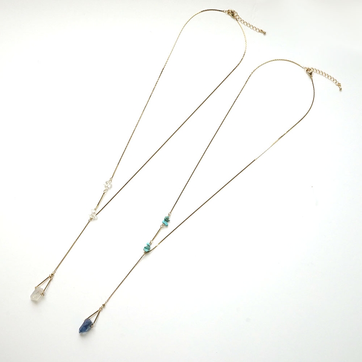 Y字ネックレス ゴールドチェーン トルコクリスタル | monamona | 詳細画像3 