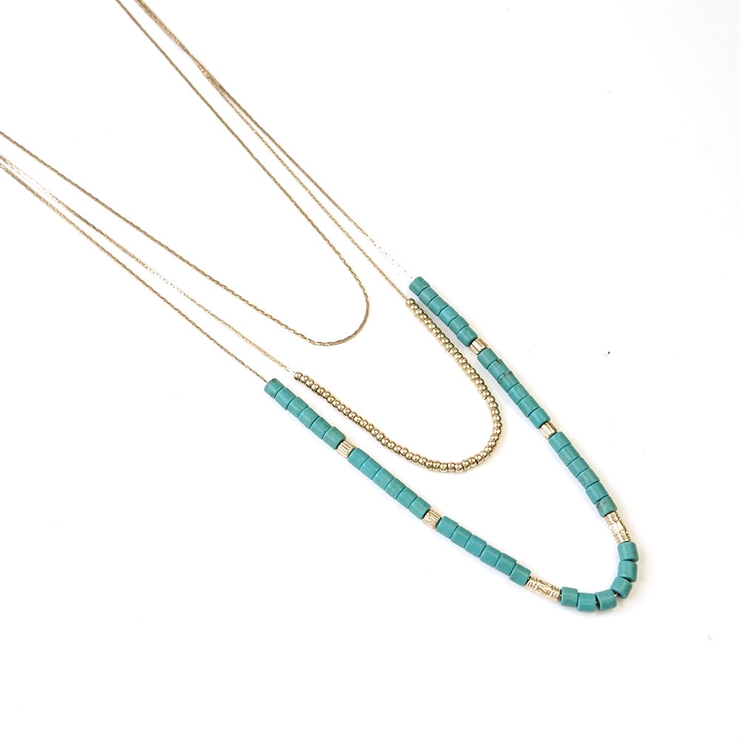 3連ロングチェーントルコビーズネックレス | monamona | 詳細画像4 