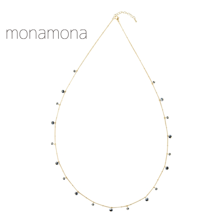 ガラスビーズキラキラ下がりネックレス | monamona | 詳細画像1 