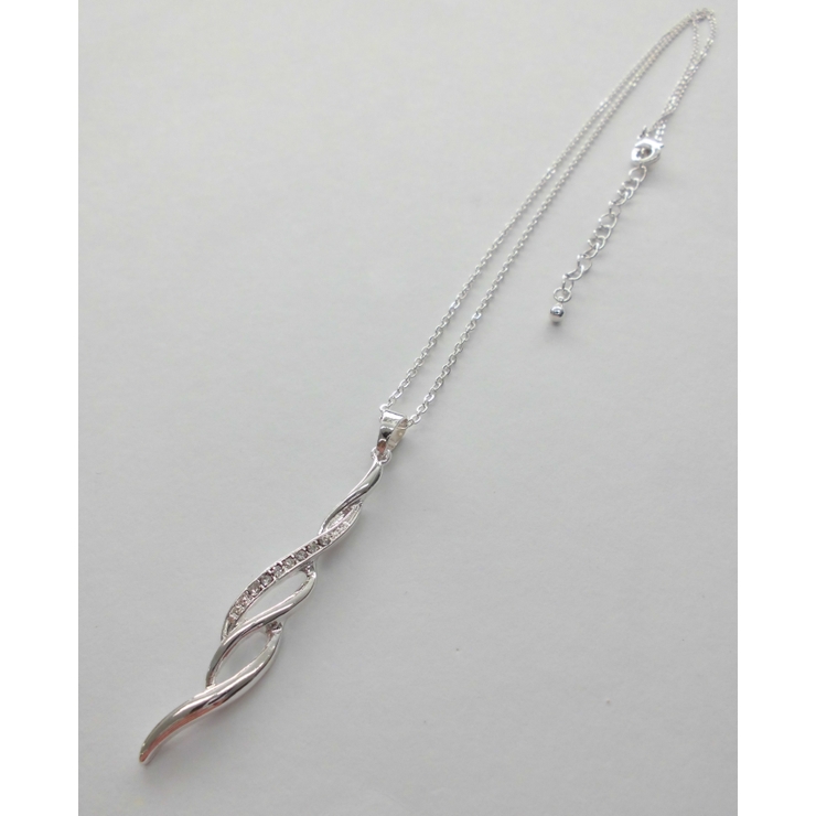 SILVER | ツイストラインストーンネックレス | monamona