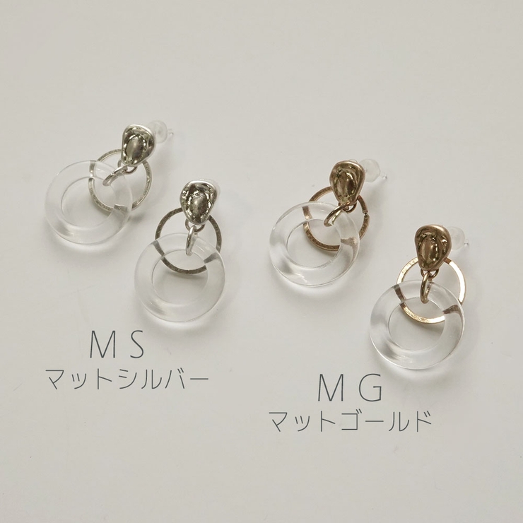 フープさがりピアス マット＆クリアカラー 樹脂ポスト | monamona | 詳細画像2 