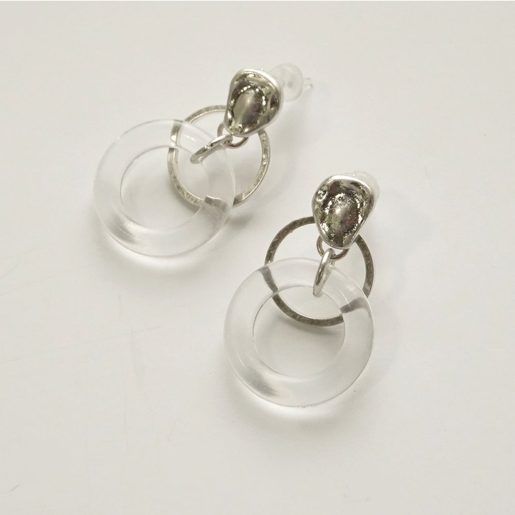 フープさがりピアス マット＆クリアカラー 樹脂ポスト | monamona | 詳細画像3 