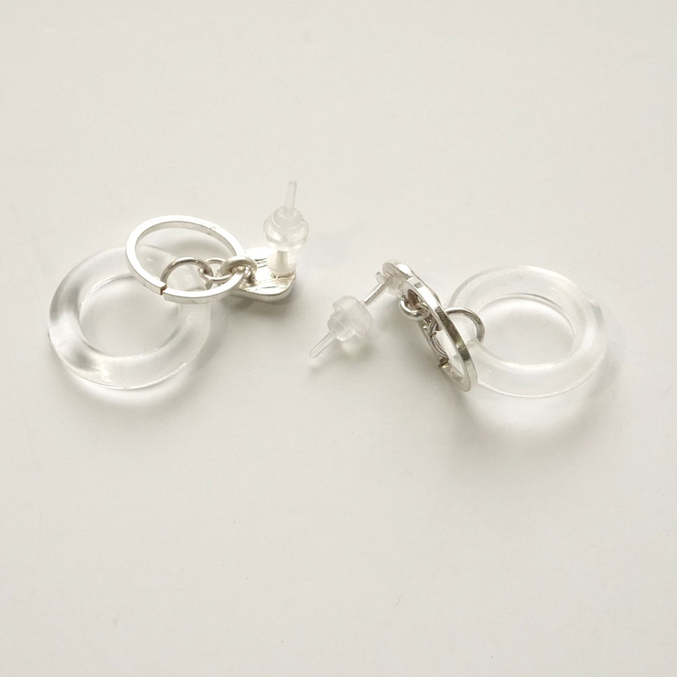 フープさがりピアス マット＆クリアカラー 樹脂ポスト | monamona | 詳細画像5 