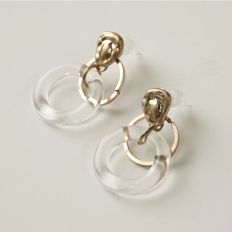 フープさがりピアス マット＆クリアカラー 樹脂ポスト | monamona | 詳細画像7 