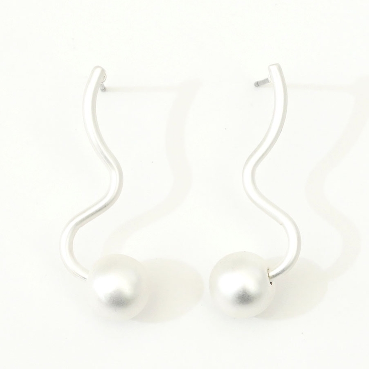 マットシルバー | ピアス ドロップデザイン マットカラー シルバー ゴールド | monamona