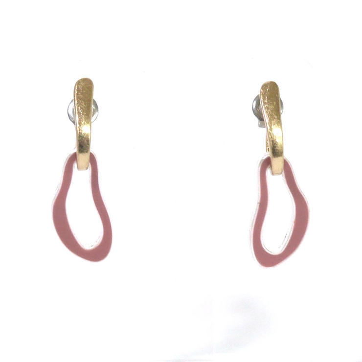 ピンク | くすみカラー デザインフープピアス | monamona