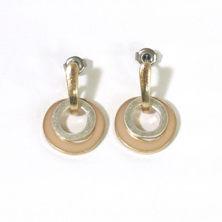 ベージュ | くすみカラー デザインフープピアス | monamona