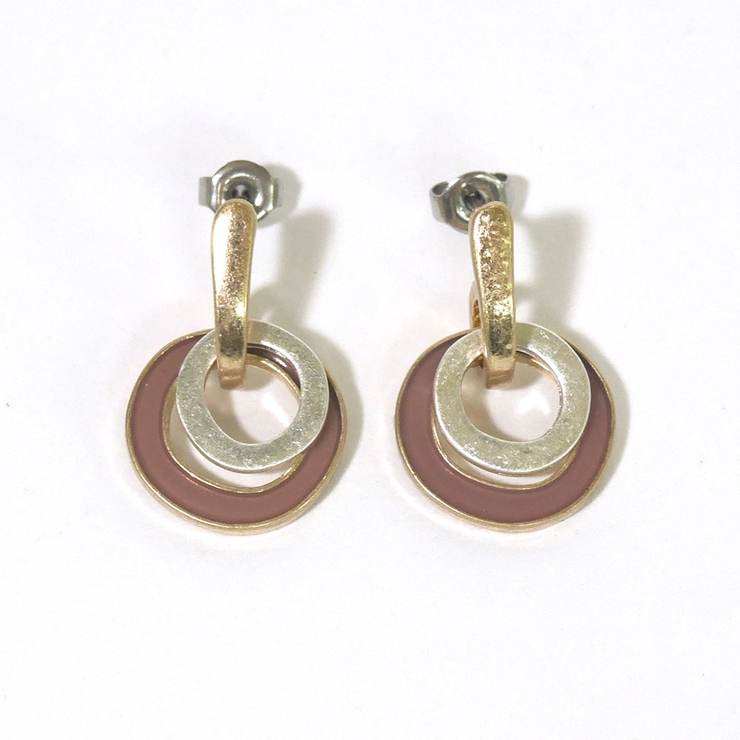 ピンク | くすみカラー デザインフープピアス | monamona