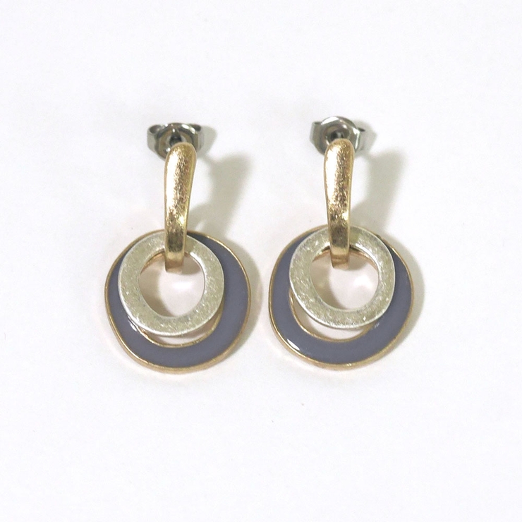 パープル | くすみカラー デザインフープピアス | monamona