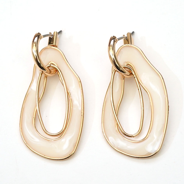 ホワイト | フープピアス ３Way デザインフープ さがり クロッシング | monamona