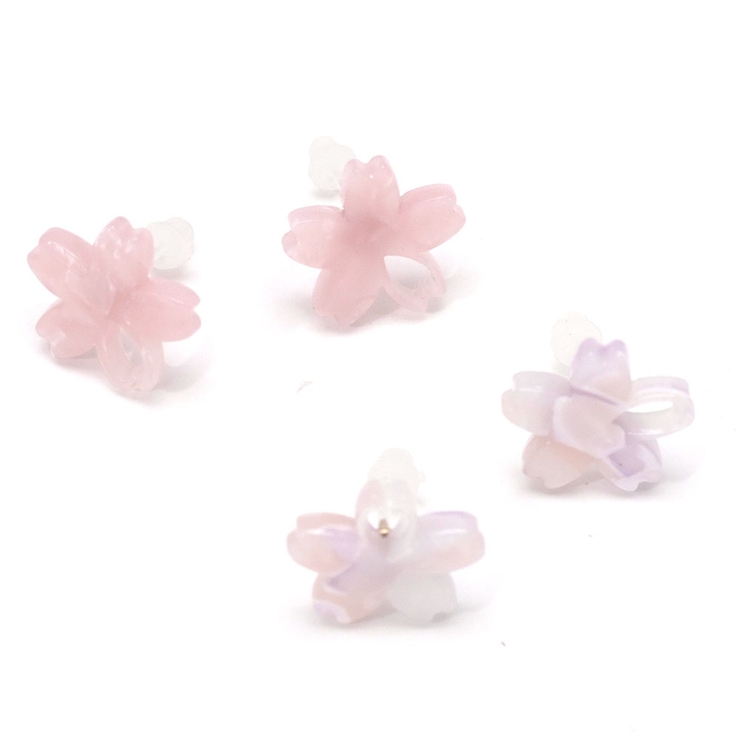 サクラモチーフピアス 樹脂ポスト金属アレルギー花フラワーカジュアルかわいい華奢 … | monamona | 詳細画像6 