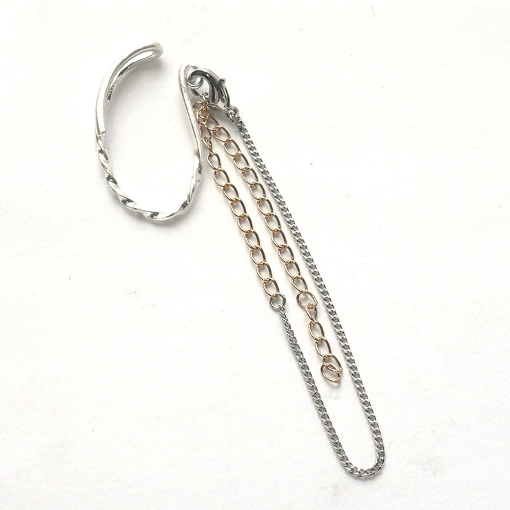 マットシルバー | イヤカフ スパイラルチェーン 片耳 | monamona