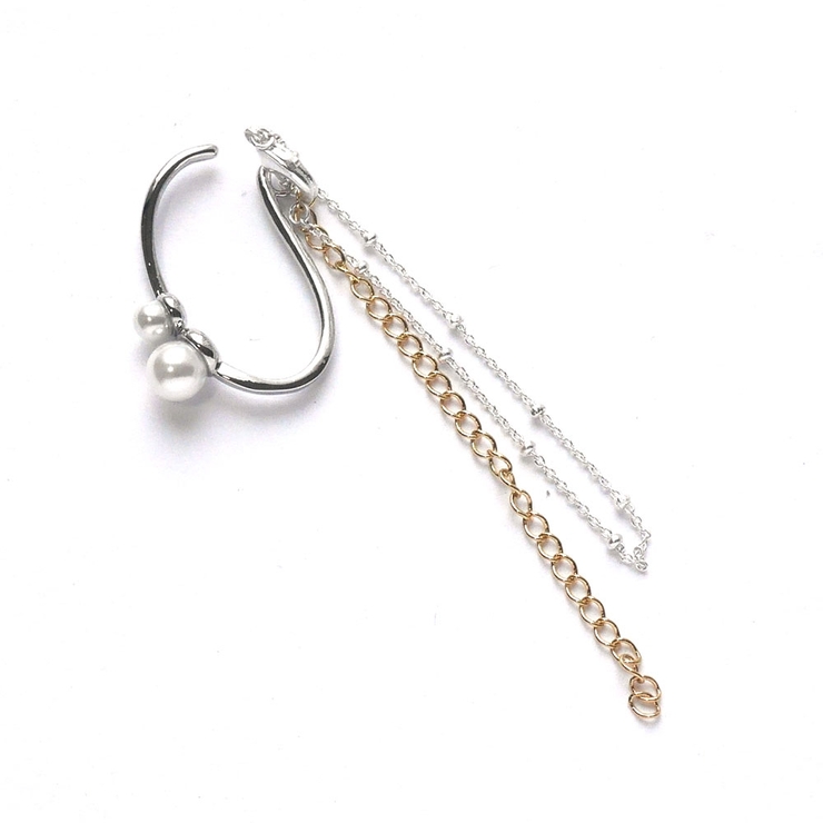 シルバー | イヤカフ パールチェーン 片耳 | monamona