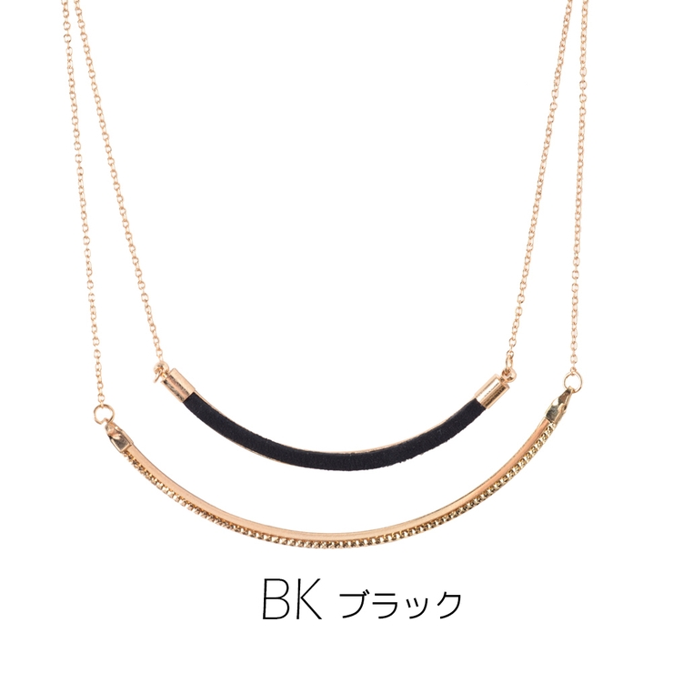 ブラック | 2ラインキラキラプレート＆スエードネックレス | monamona
