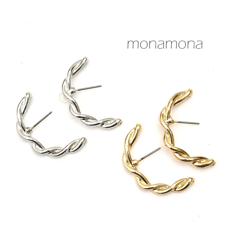 ねじりデザインイヤカフ風ピアス | monamona | 詳細画像1 