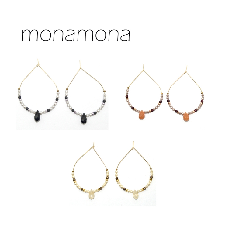 ドロップ型パール＆ビーズ涙下がりピアス | monamona | 詳細画像1 