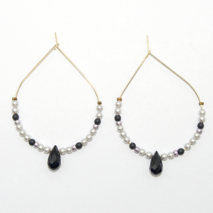 ドロップ型パール＆ビーズ涙下がりピアス | monamona | 詳細画像2 