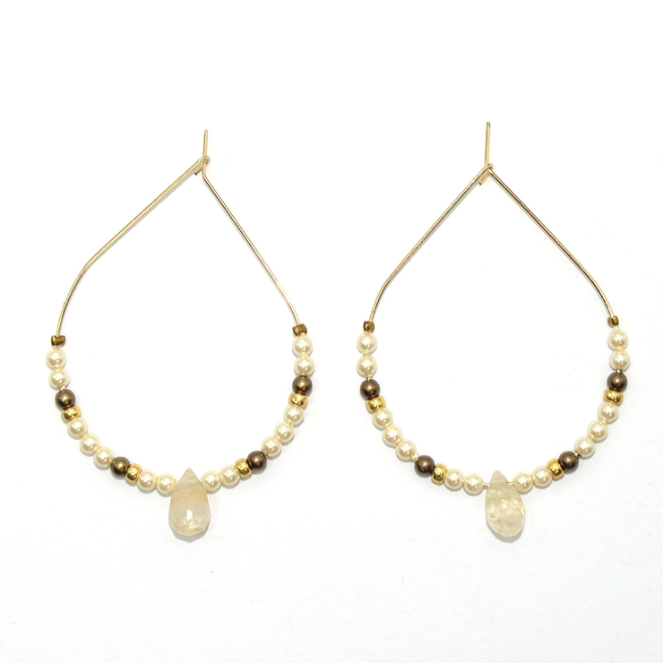 ドロップ型パール＆ビーズ涙下がりピアス | monamona | 詳細画像4 