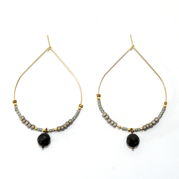 ドロップ型ビーズ＆キャッツ玉ピアス | monamona | 詳細画像2 