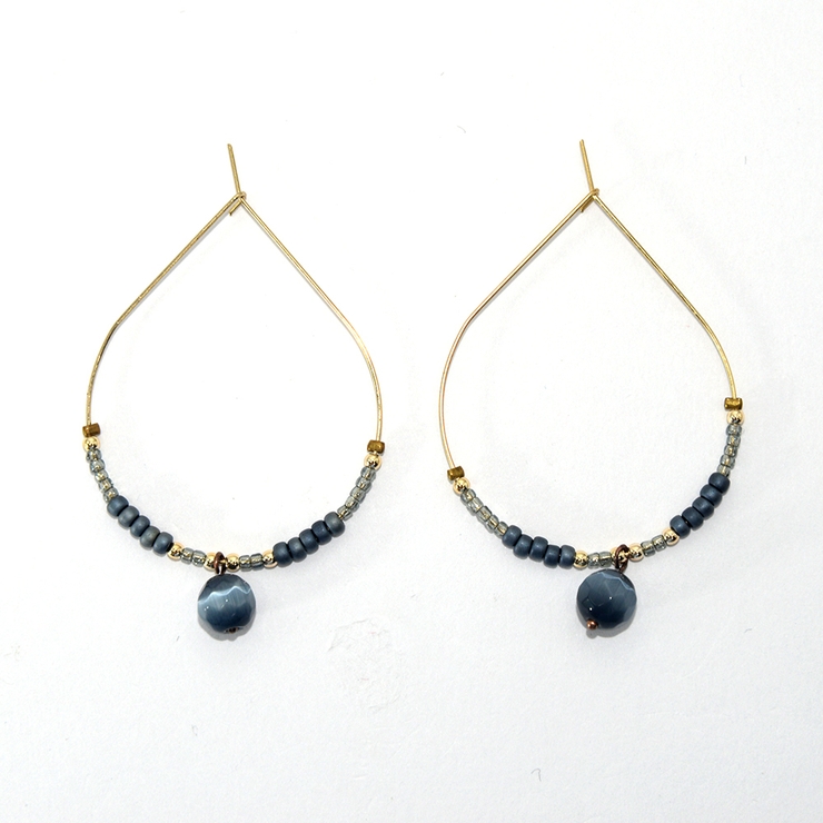 ドロップ型ビーズ＆キャッツ玉ピアス | monamona | 詳細画像3 