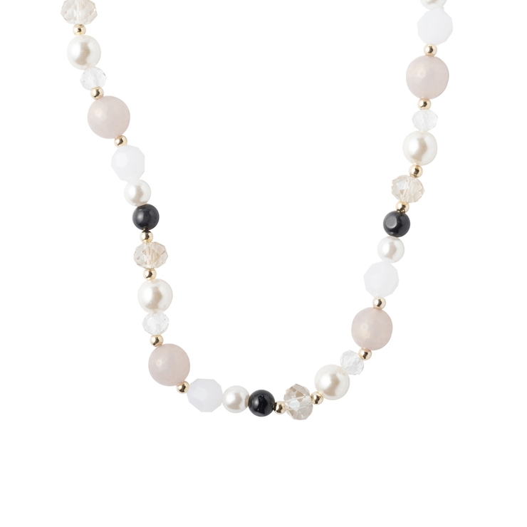 ホワイト | パール＆カラービーズネックレス | monamona