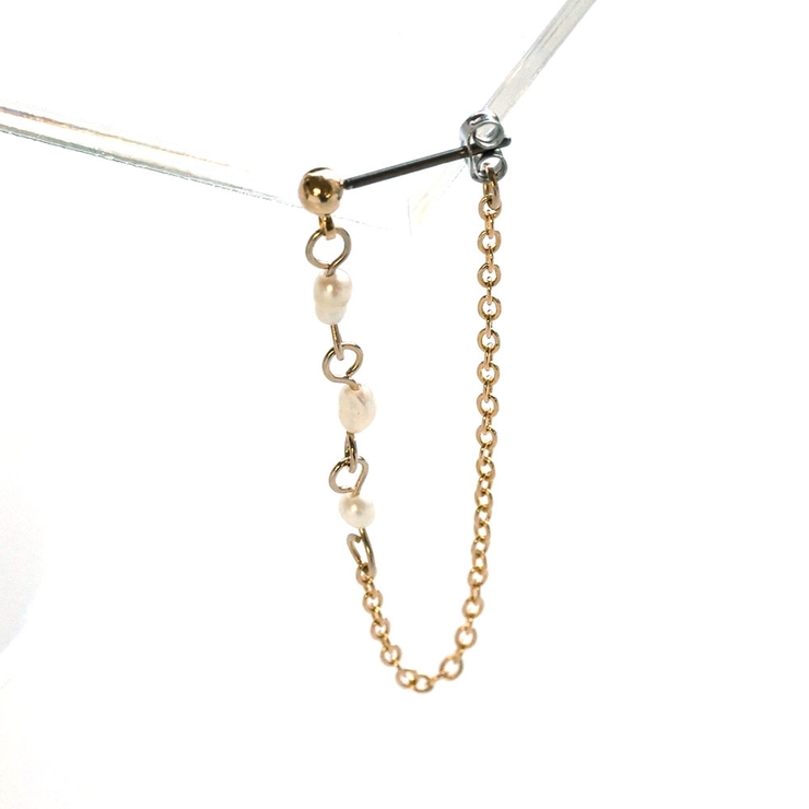 淡水パールチェーンピアス3粒タイプ | monamona | 詳細画像5 