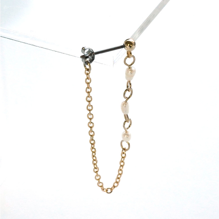 淡水パールチェーンピアス3粒タイプ | monamona | 詳細画像6 