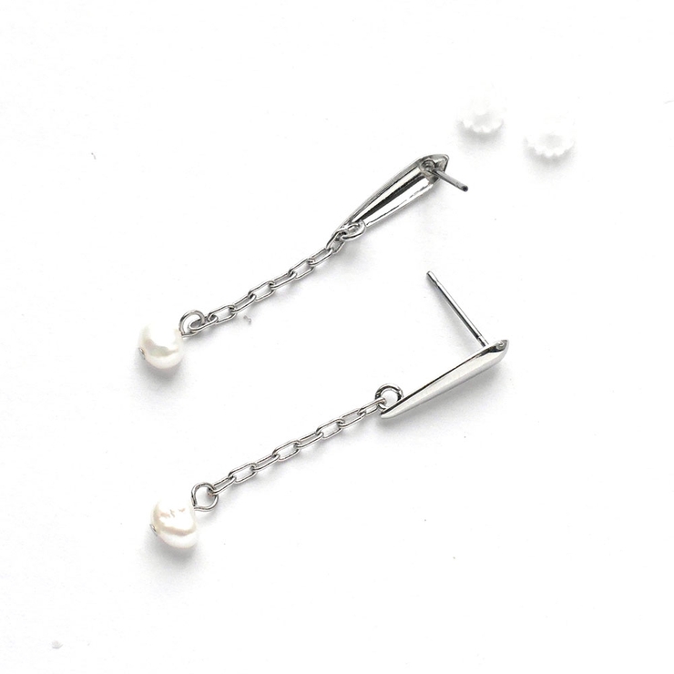 シルバー | ピアス淡水パール下がりデザイン | monamona