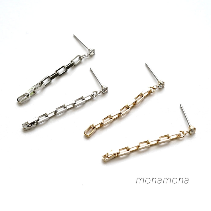 スリムさがりチェーンピアス | monamona | 詳細画像1 