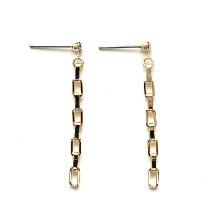 ゴールド | スリムさがりチェーンピアス | monamona