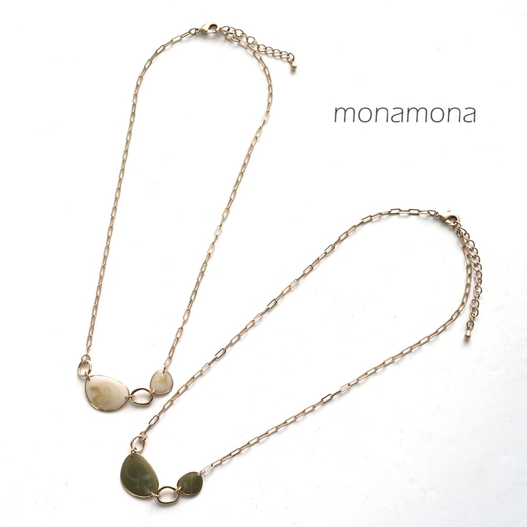 マーブルプレートショートチェーンネックレス | monamona | 詳細画像2 