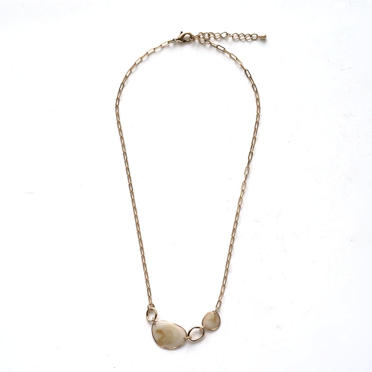 マーブルプレートショートチェーンネックレス | monamona | 詳細画像4 