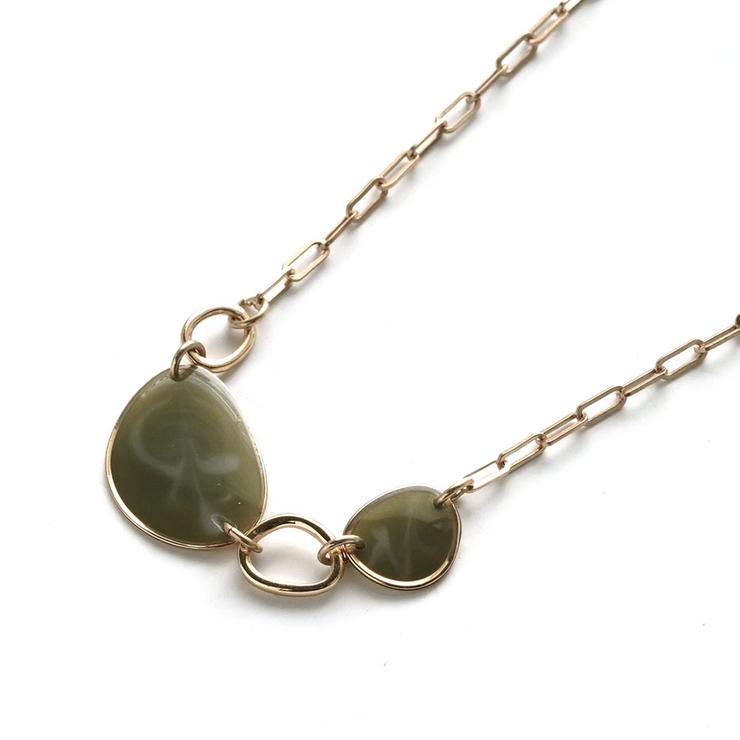 マーブルプレートショートチェーンネックレス | monamona | 詳細画像8 