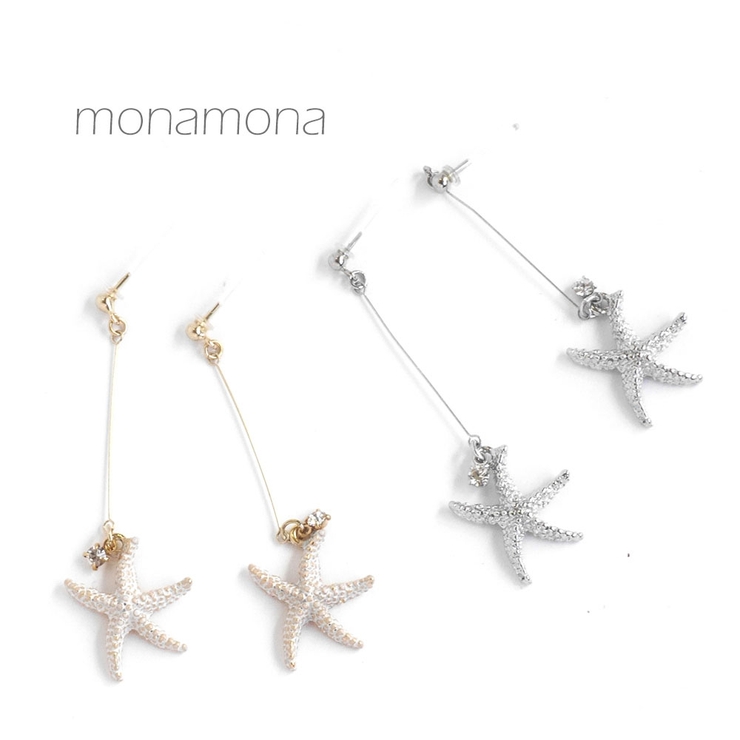 スターフィッシュスイングピアス マリンモチーフゴールド華奢揺れる | monamona | 詳細画像1 