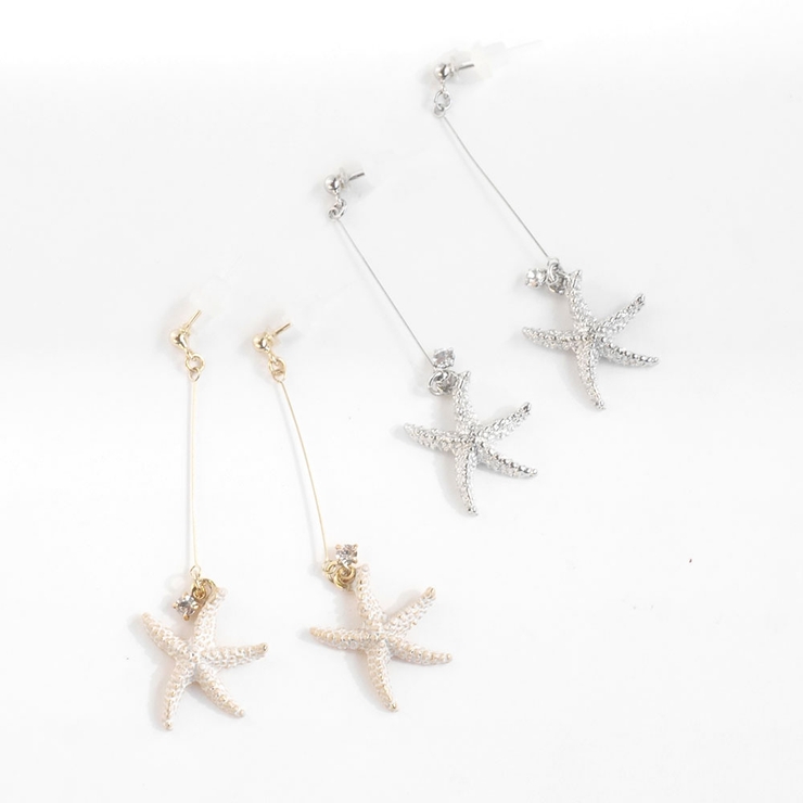 スターフィッシュスイングピアス マリンモチーフゴールド華奢揺れる | monamona | 詳細画像9 
