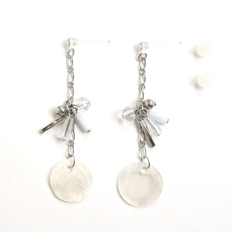 シェルチェーンさがりピアス樹脂ポスト金属アレルギー | monamona | 詳細画像3 