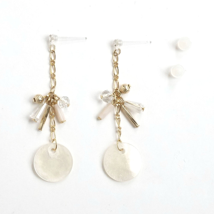 シェルチェーンさがりピアス樹脂ポスト金属アレルギー | monamona | 詳細画像6 