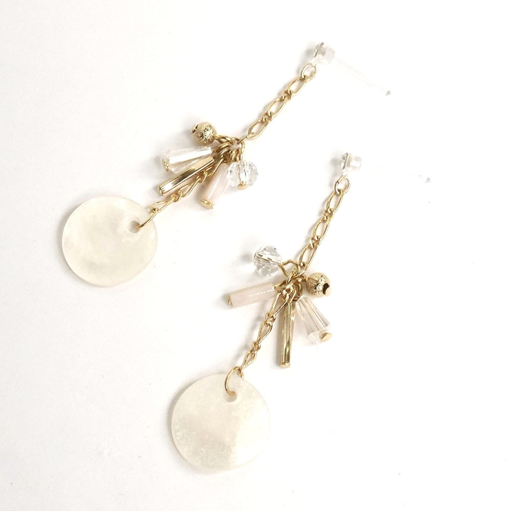 シェルチェーンさがりピアス樹脂ポスト金属アレルギー | monamona | 詳細画像7 