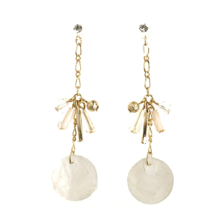 ゴールド | シェルチェーンさがりピアス樹脂ポスト金属アレルギー | monamona