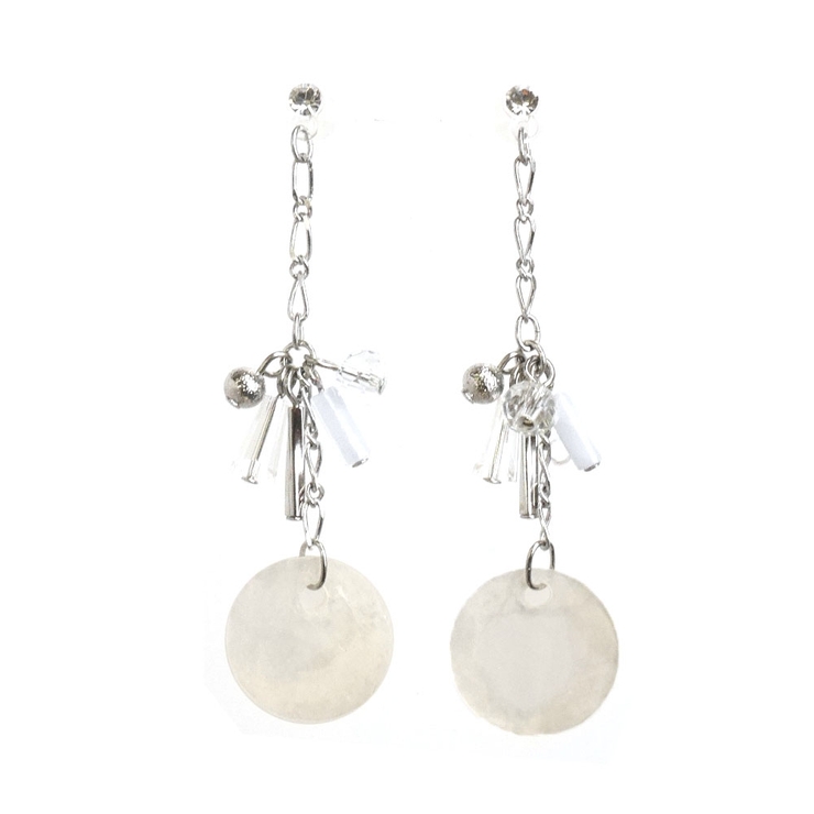 シルバー | シェルチェーンさがりピアス樹脂ポスト金属アレルギー | monamona