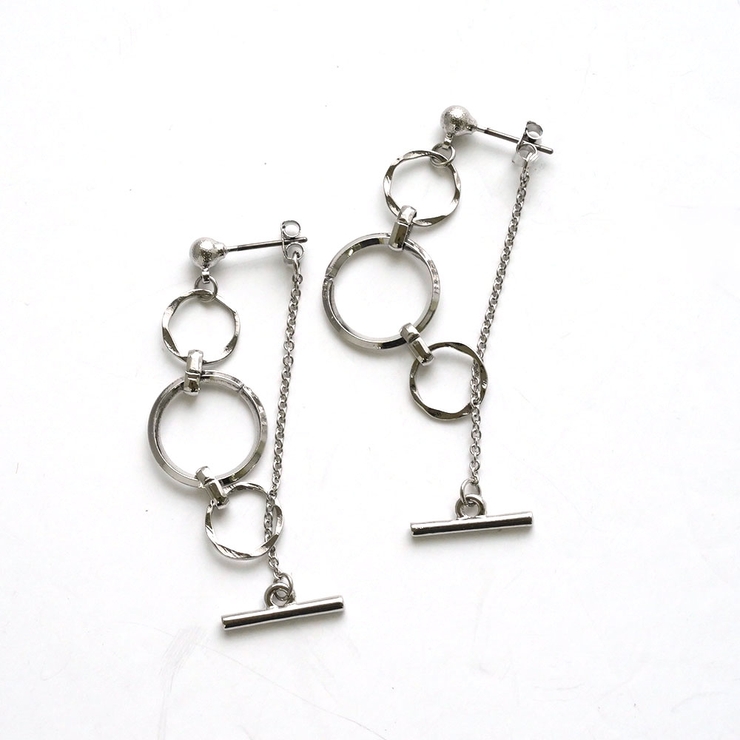 シルバー | フープ3連下がりピアス | monamona