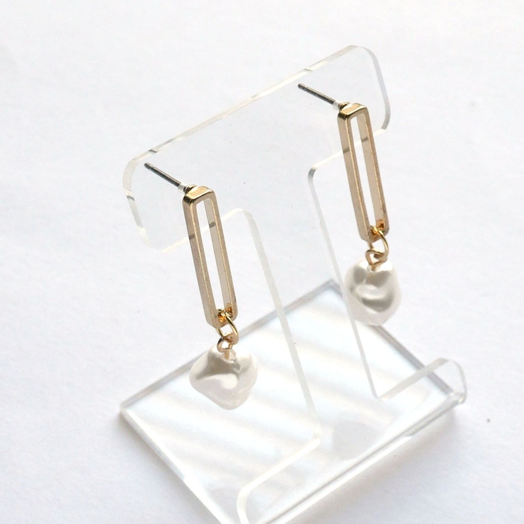 ピアス 中抜きプレートパール下がり | monamona | 詳細画像2 