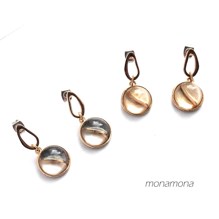 バイカラー丸さがりピアス | monamona | 詳細画像1 