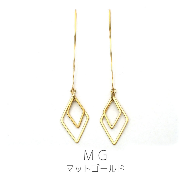 マットゴールド | ピアス ロング フック ダイヤフープ | monamona
