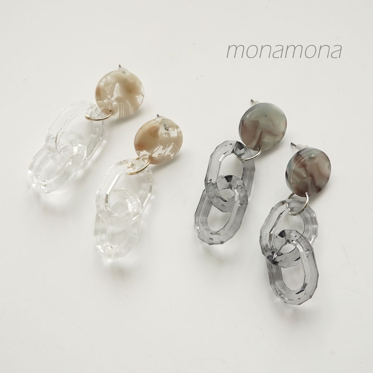 クリアチェーンさがりピアス | monamona | 詳細画像1 